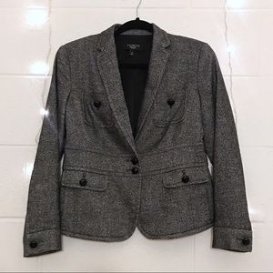 Talbots Petites Gray Jacket/Blazer Wool & Viscose